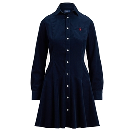 Polo Ralph Lauren Cotton Corduroy A-Line Skjortekjole, Navy